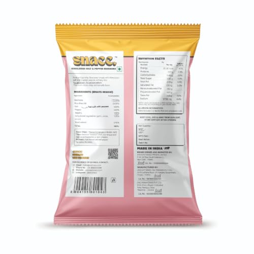 Image of Snacc Himalayan Salt & Pepper Makhana, Spicy Roasted Fox Nuts, Protein Rich, Gluten Free, MSG Free, Zero Trans Fat, Zero Sugar, Low Calorie 18 g small pocket (Pack of 6, Himalayan Salt & Pepper)