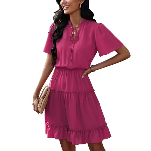 Robe décontractée vintage ample couleur unie tendance été femme