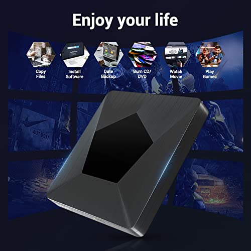 Alphami Unidade de DVD Bluray externa, USB 3.0 ultra fino e tipo-C gravador de DVD Blu-ray portátil