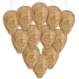 DECYOOL 12 Pack Paper Wasp Nest Decoy Hanging Wasp Nest Stay Away from Wasps Hornets Yellow Jackets(Dark Brown)