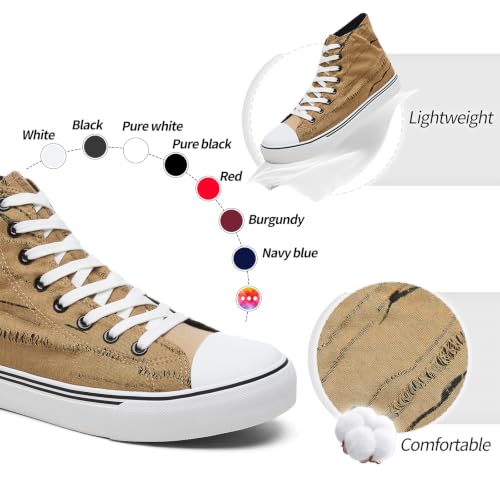 Image of yageyan Men's High Top Canvas Sneakers Fashion Lace up Walking Shoes Casual Classic
