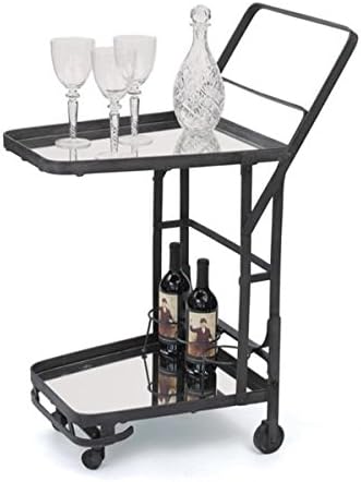 Hip Vintage Uptown Black Glass Bar Cart, 13840