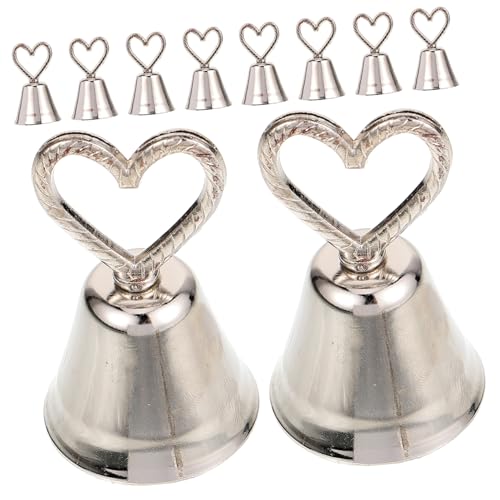 LABRIMP 10piezas Letrero De Mesa Forma De Campana De Metal Porta Números De Mesa Porta Fotos y Tarjetas Para Fiesta Boda