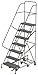 Tri-Arc KDAD107246 7-Step All-Directional Safety Angle Steel Rolling Industrial & Warehouse Ladder with Perforated Tread