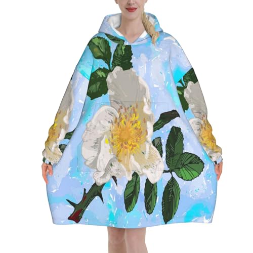 Couverture à capuche oversize femme pull-over flanelle à motif floral