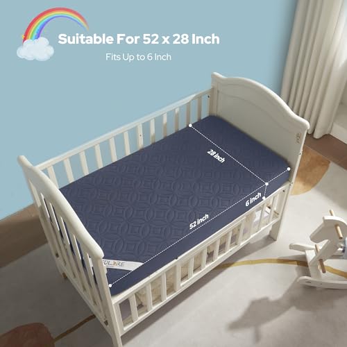 Image of Waterproof Crib Mattress Protector 2 Pack, Soft and Breathable Crib Mattress Pad Cover, Noiseless Machine Washable Toddler Mattress Protector for Standard Baby Toddler Bed (52''x28'',Navy Blue)