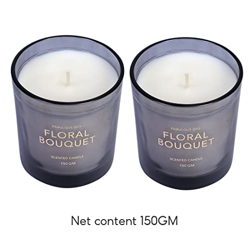 Image of MINISO Scented Candles Home Wax Scented Candle Aroma Decoration Candles Gift for Home Decor-Fabulous Day,Black Floral Bouquet 150G*2