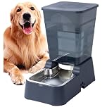 5L Gravity Automatic Pet Water Dispenser for Cats and Dogs, Dog Cat Water Feeder with 304 Stainless Steel Bowl, 5L Dark Gray Pet Water Dispenser(Dark Grey, 5L Water Dispenser)