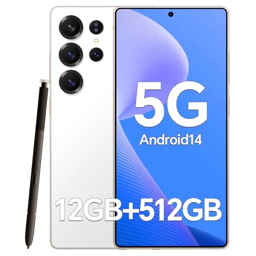 Image of Unlocked Cell Phones A25 Ultra 5G, Android 14, 12GB+512GB Smartphone,Snapdragon 888，Long Battery Life 5000mAh, 48+108MP Zoom Camera, Build in Pen, 120Hz + 6.9HD Screen, Dual SIM /Face ID /GPS (Silvery)