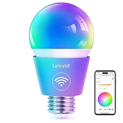 Linkind Smart Light Bulbs, WiFi Light Bulbs work with Alexa & Google Home, RGBTW Color Changing Light Bulb with APP Control, 9W LED Smart Bulb equivalent 60W, A19 E26 Alexa Light 2.4Ghz 800LM Dimmable