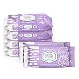 Nice 'N Clean Unscented Baby Wipes | Ideal for Sensitive Skin | Hypoallergenic, Plastic-Free, Plant-Based Wet Wipes | 56 Wipes (Pack of 6)