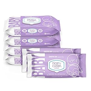 Nice ‘n CLEAN Skin Care Baby Wipes Unscented 56ct (6-Pack) | Ideal for Sensitive Skin | Hypoallergenic, Plastic-Free…