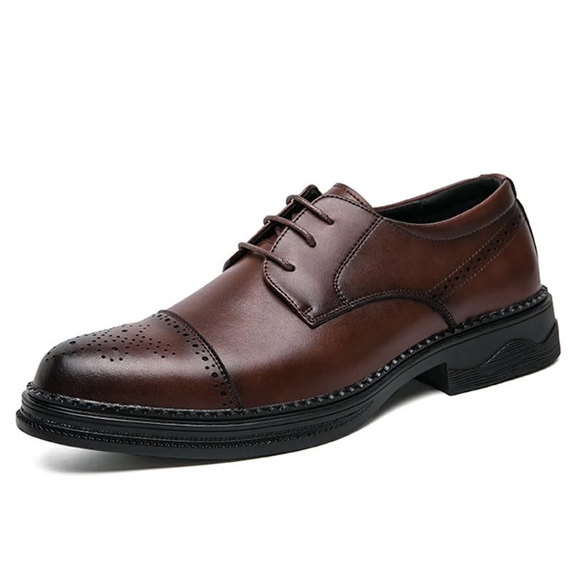 Men's Vintage Pointed-Toe Oxford Dress Shoes Casual Office Business Fashion Lace-Up Derby Softsole Walking Work Shoes
