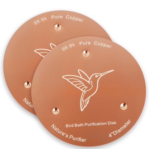Bessny 2 Pack Bird Bath Copper Discs, 99.9% Pure Copper Cleaner with Triple-Point Support, Reinforced Design for Safe Clean Water, Universal Fit for Outdoor Birdbaths and Bowls, All-Season Use