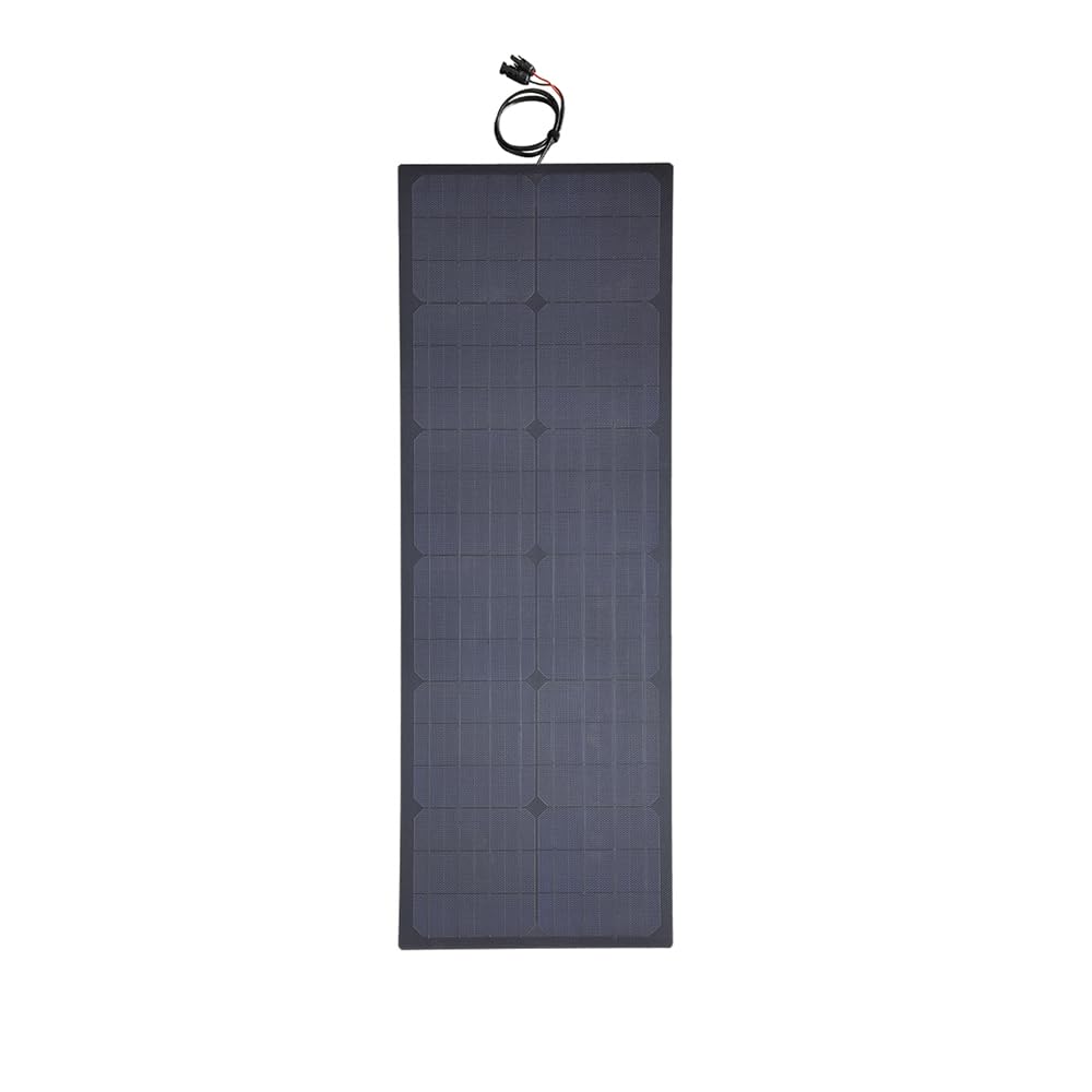 Lensunsolar 55W 12V ETFE Black Flexible Solar Panel, with Solar Cable on Back Side, PERC Mono Solar Cells, Ultrathin Lightweight for Campers, RVs,