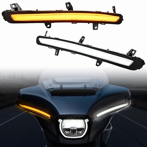 VEISUTOR Batwing Fairing LED Turn Signal with Daytime Running Lights for Harley Davidson Street Glide 2024-2025 CVO Street Glide 2023-2025 Accessories
