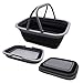 SAMMART 9,2 l faltbare Wanne mit Griff – tragbarer Picknickkorb für den Außenbereich – faltbare Einkaufstasche – platzsparender Aufbewahrungsbehälter (Grau/Schwarz)