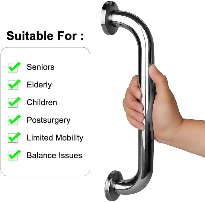 12 Inch Grab Bar for Toilet/Bathroom Handle for Senior Citizen/Heavy-Duty Stainless Steel Support Bar/Bathroom Accessories 3