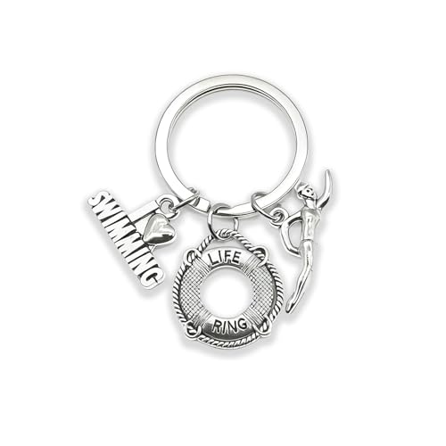 Zynara Schlüsselanhänger Rettungsring für Schwimmerin, Glücksbringer Auto Schlüsselanhänger,Geschenk zur Einschulung Frauen Mädchen,Weihnachtsgeschenke Schwimmteam