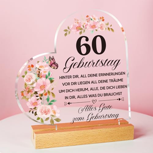 60 Geburtstag Frau - 1966 Acryl Plakette Mit Inspirierender Gravur, Geschenke Zum 60 Geburtstag Frau, 60 Geburtstag Frau Geschenk, Deko Zum 60. Geburtstag für Mama Ehefrau Schwester Freundin Andenken
