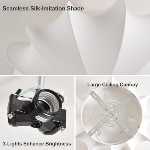 Pandaluna Silk Flush Mount Ceiling Light 23.6in White Imitation Silk Saucer by Pandaluna - Used condition - Image 9
