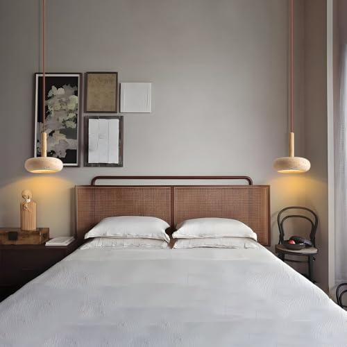 Lámpara colgante de travertino contra ambientes fríos: Luz led retro crema para casa 5