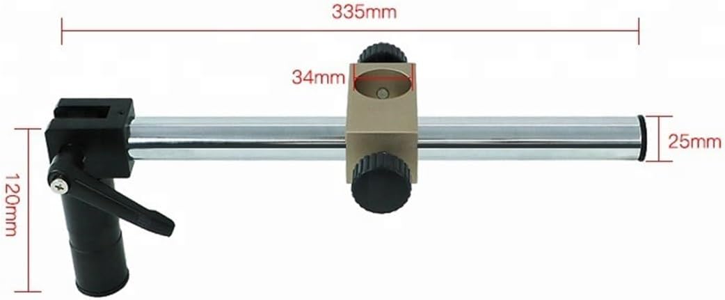 Microscope Accessories Kit Diameter 25mm/34mm Heavy Duty Multi Axis Adjustable Metal Arm Support for Video Industry Microscope Table Stand Part Holder 335mm Microscope Slides
