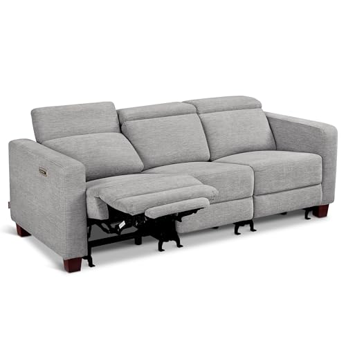 MCombo 88.6" Reclining Sofa with USB, Grey, 3-Seater