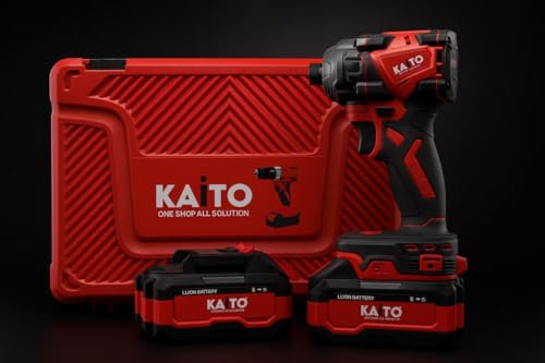Image of KAITO 48V Cordless Drill Driver Set | Without Torque, Easy-Attachable Bit System | 2 Big Li-Ion Batteries | Powerful Handheld Electric Screwdriver Tool for Home & Professional Use
