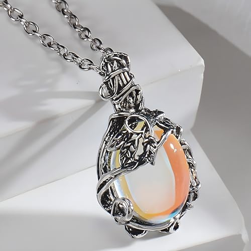 Collier pendentif aurore boréale en acier durable au fini argenté - 6