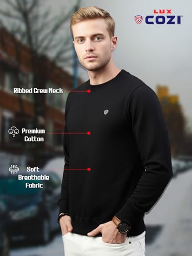 Image of Lux Cozi Men's Cotton Blend Casual Crew Neck Sweatshirt with Stay Warm Treatment ||Sweatshirts for Men