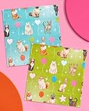 xo, Fetti Cat Napkins - 24 Paper Napkins | Birthday Party, Cat Theme, Kitten, Colorful, Teal, Green, Cute Party Supplies, Cat Lover