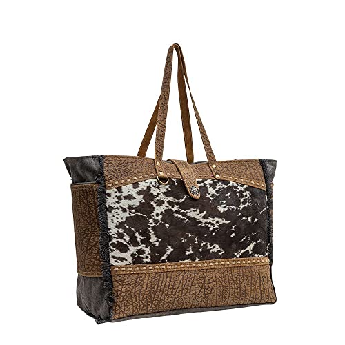 Myra Bag Western Leather Weekender Bag for Women - Cotton & Upcycled Canvas Boho Shoulder Bag Asher2