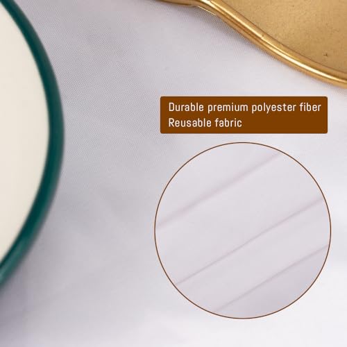 10 Pack White Round Tablecloths, 120 Inch Stain Resistant and Wrinkle Polyester Fabric Washable Table Clothes Cover for Kitchen Dining, Wedding, Reception Banquet, Birthday Party, Buffet Restaurant - Image 4