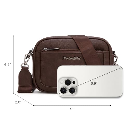 Image of Montana West Crossbody Bags for Women Cow Print Purse Triple Zip Shoulder Handbags with Wide Strap