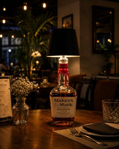 Image of ANKRI Wireless Bottle Lamp Combo LED 3 Colour Tones with Dimming | Touch Sensor On /Off | Night Light Lamp for Cafe Restaurant Home Living Room | 15 cm | USB Rechargeable | Black & White | Pack of 2
