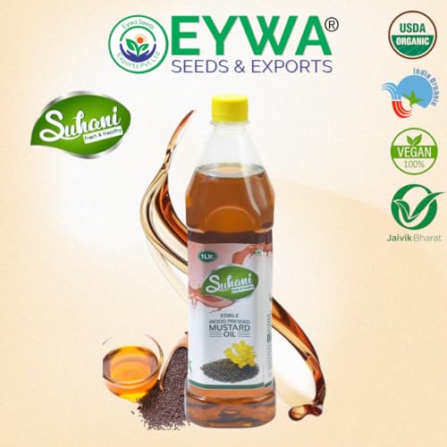 Image of Organic Black Mustard Oil (1 Liter) Cold Pressed /Wood Pressed Oil | sarso /Mustard kachi Ghani ka tel by (Suhani) Eywa