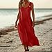Women Summer Casual Dress Sleeveless Flowy Loose Fit Beach Vacation Sundress Solid Color Maxi Dress Fashion Outfits S-2XL