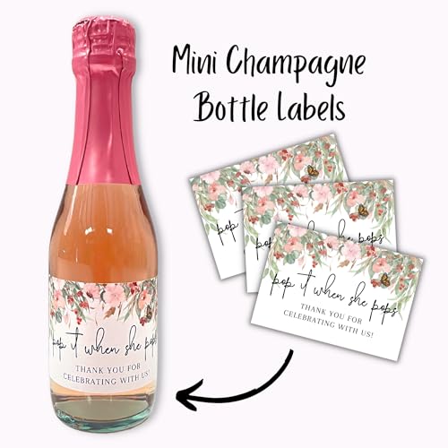 Mini étiquettes Pop It When She Pops fleuries roses pour 12 bouteilles - 2