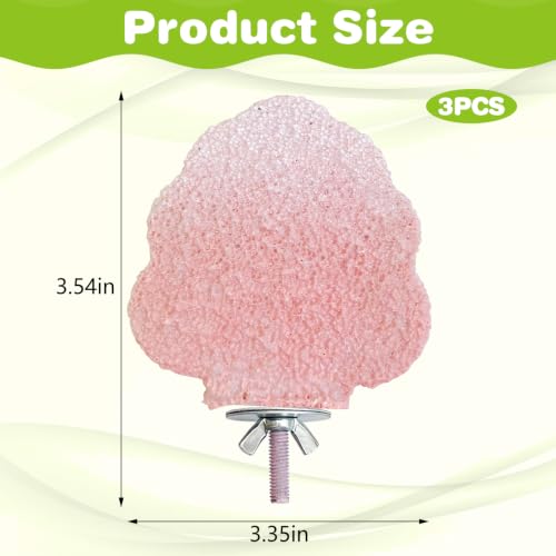 Image of PINVNBY 3PCS Bird Beak Grinding Stone Resin Bird Perch Stand Grinding Claw Birds Cage Perch Parrot Climbing Chewing Toys Parakeet Cage Accessories for Budgies Cockatiels Conures(Pink)