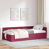 Generico Cornice del Letto ad Angolo Rosso Vino 80 cm x 200 cm Tessuto,Rosso,23kg,42016065