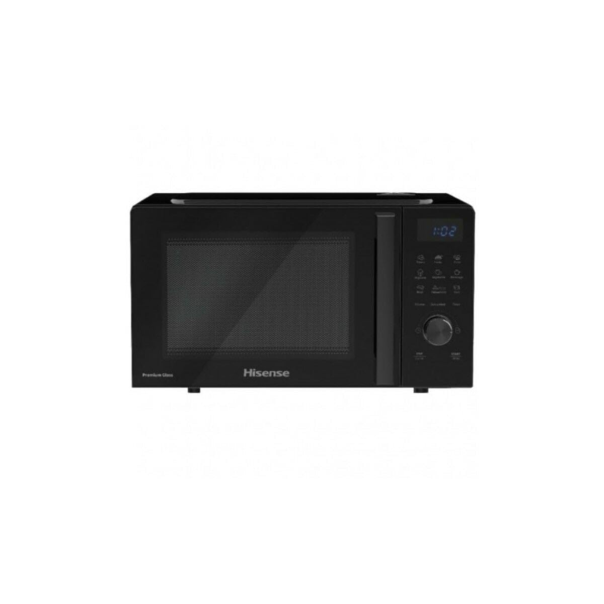 Hisense H23MOBSD1HG Micro-ondes avec gril, capacité 23 L, 800 W de puissance, 1000 W, barbecue, minuterie 60 min, mode décongélation, poignée, finition noire