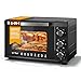 Produktbild WOLTU Mini Backofen, Pizzaofen 32 L, 1600 W, 100-230 °C, 0-60 Min. Timer, 5 Heizmodi, Doppelglastür, mit Drehspieß Backblech Grillrost Krümelblech Rostheber, Schwarz