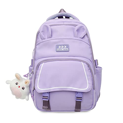 Carino Cartelle e zaini per la scuola Zaino Donna Uomo Università Zaini Casual Borse a zainetto Borsa da Scuola Ragazzo Ragazza per Studenti Viaggio con accessori in pelucheViola scuro