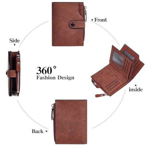 Image of Wallet for Men Large Capacity Leather RFID Blocking Trifold Wallet with 2 ID Windows and 15 Card Holders