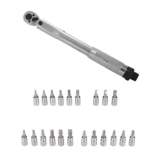 VBNCUUIOPO 1 chave de torque de 1/10.2 cm com estojo de pedal de 5 a 25 NM clique na unidade, 46 peç