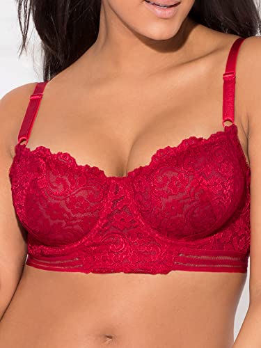 Smart & Sexy Women's Signature Lace Unlined Underwire Longline Bra, NO NO RED, 36DDD - Image 4
