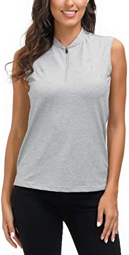 AjezMax Womens Sleeveless Golf Shrts Polos T-Shirts Zipper Golf Top