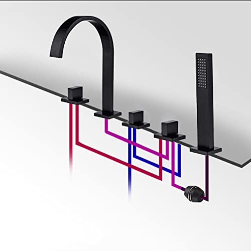 Ensemble de Mitigeur de Bain-Douche 5 Trous Cascade avec Douchette - 4