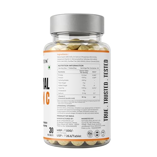 Image of Naturaltein Liposomal Vitamin C | 5X Enhanced Absorption | Antioxidant Supporting Immune Function, Skin Repair, Collagen Synthesis & Oxidative Stress Defense | 30 Capsules